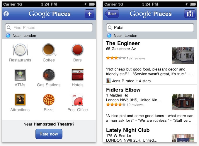 Google Places Mobile App Google Places Mobile App