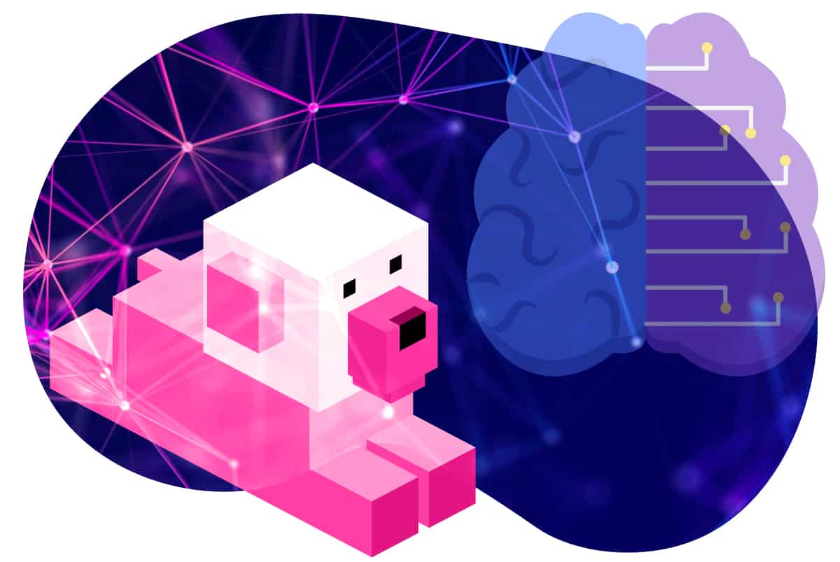 A digital dog connected to AI