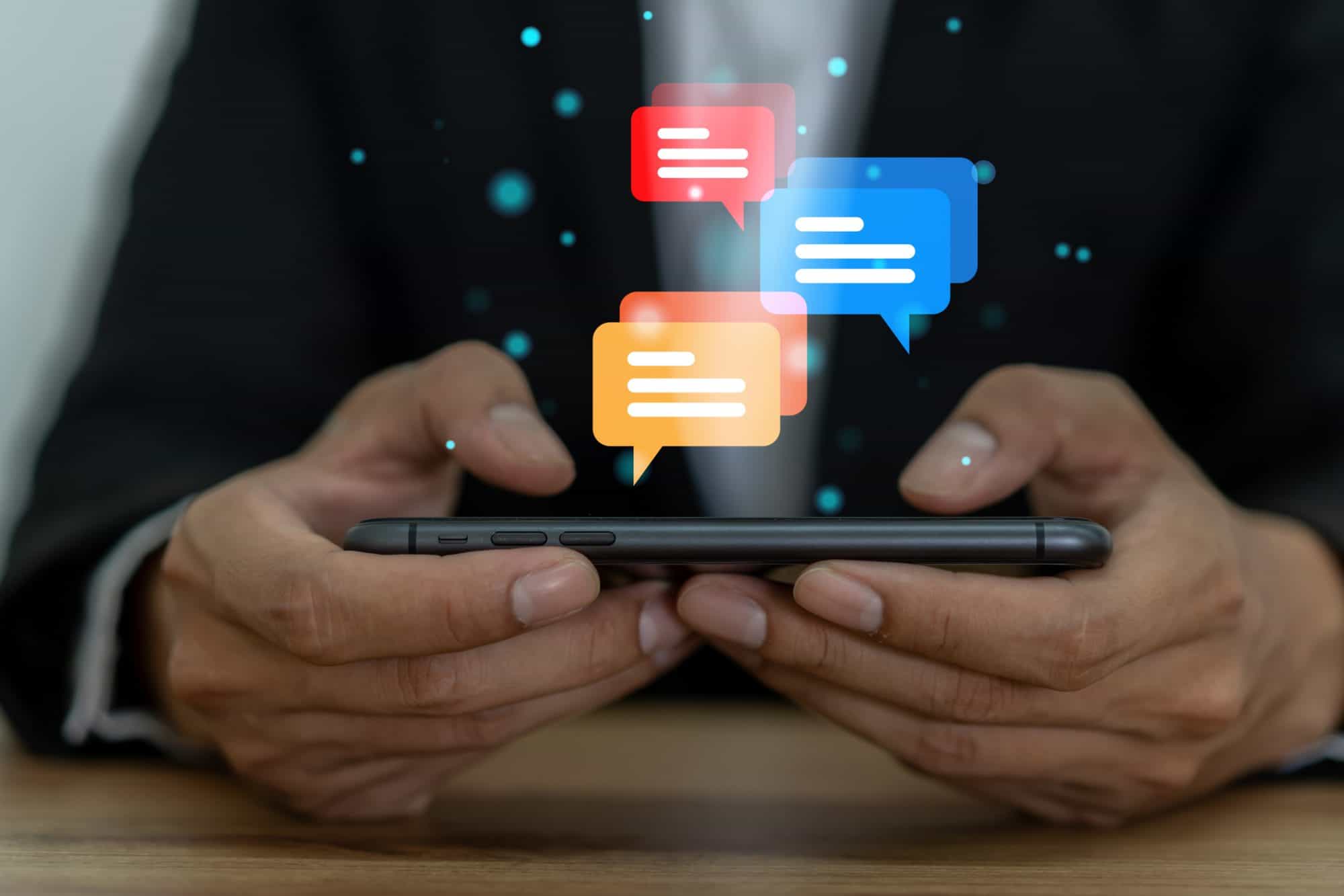 A person using a live chat feature on their phone.