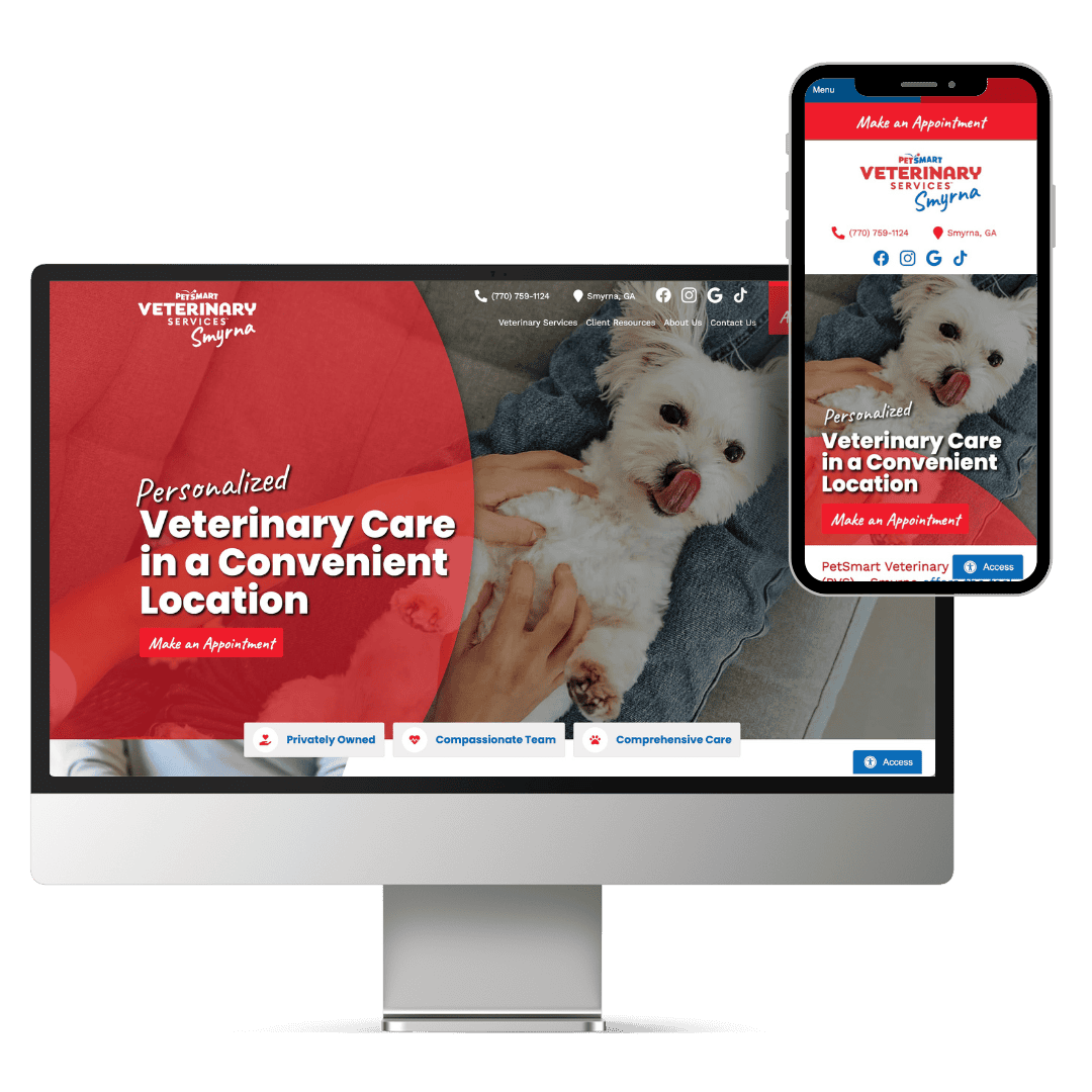 Screen view of PetSmart Veterinary Services - Smyrna's website.