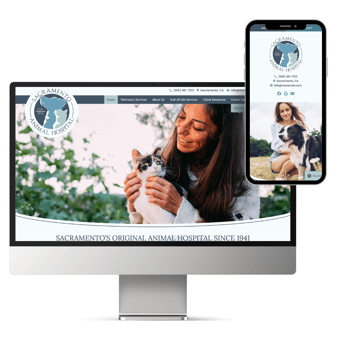 Screen view of Sacramento Animal Hospital's website.