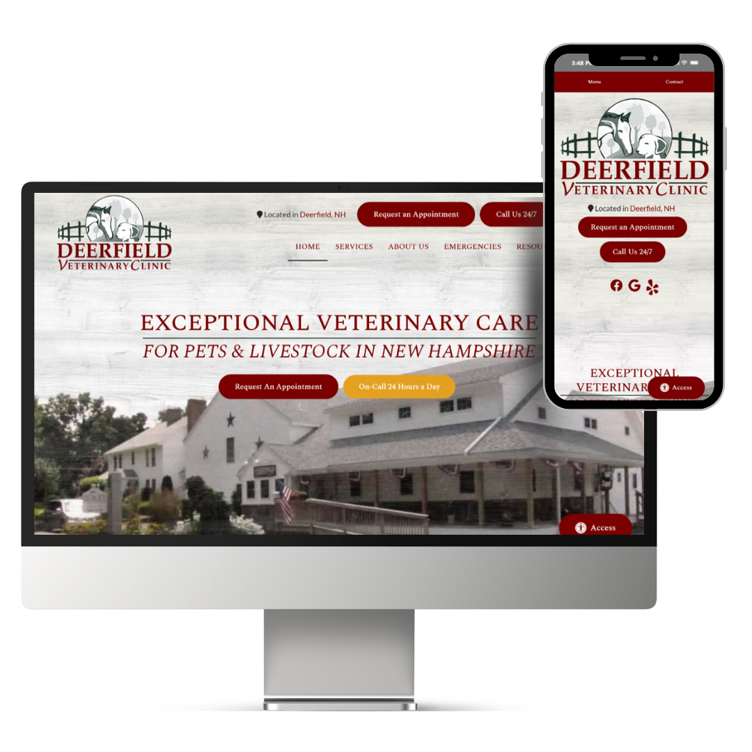 Deerfield Veterinary Clinic's website design.