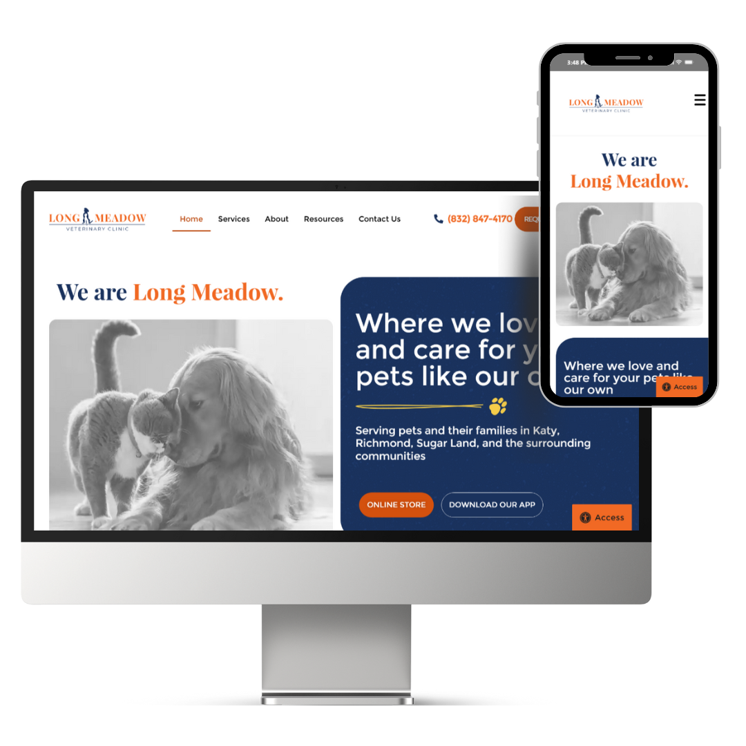 Long Meadow Veterinary Clinic's website design.